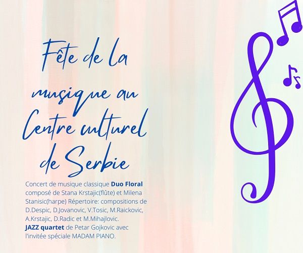 Mardi 21 juin 2022 - Fête de la musique : Duo Floral et JAZZ quartet de Petar Gojkovic